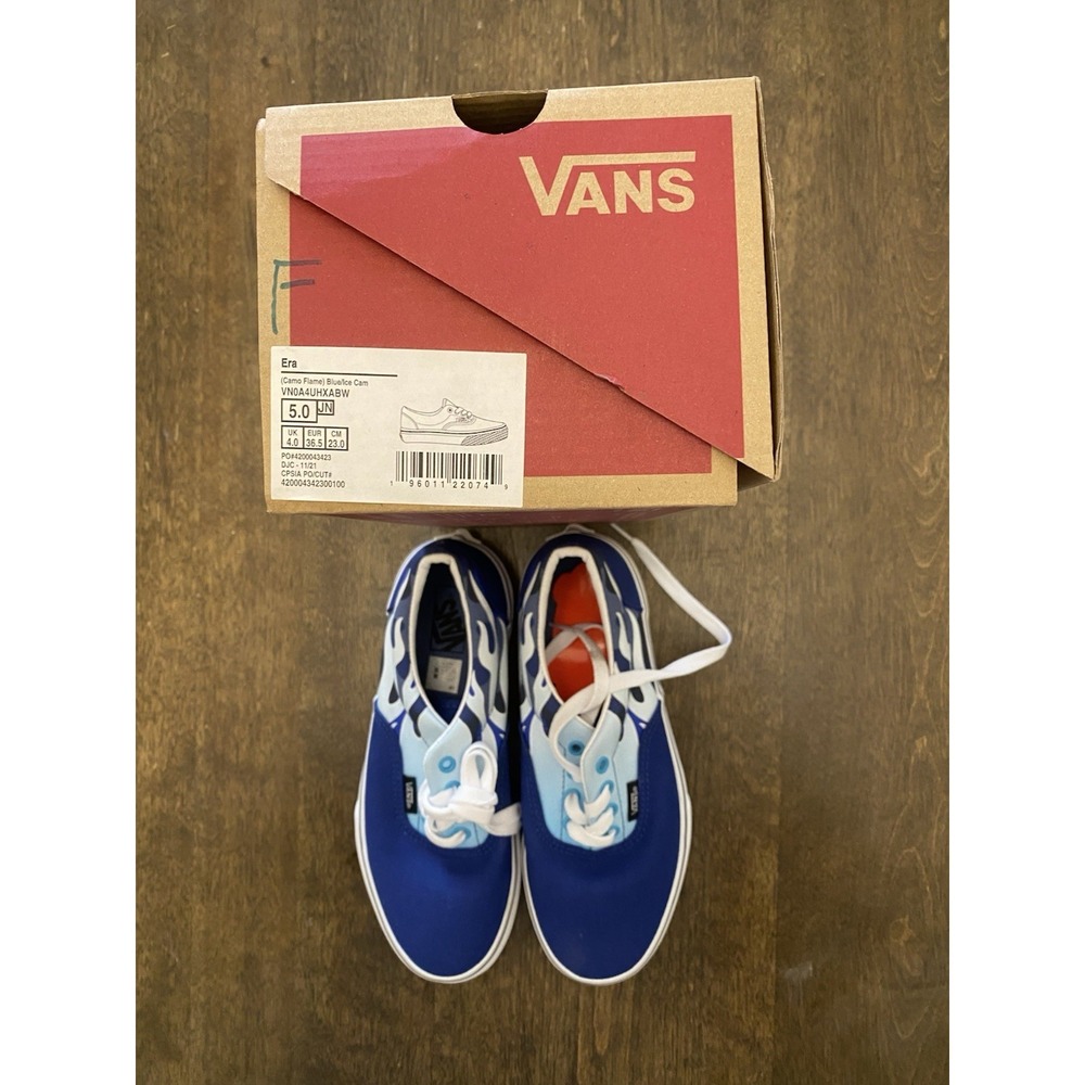 Vans Era Camo Flame Shoes Blue Ice Camo Juniors 5 VN0A4UHXABW - Picture 5 of 5